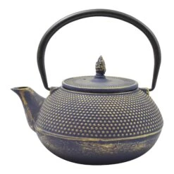 Arare Cast Iron Teapot 40 Fl. Oz. Blue/Gold