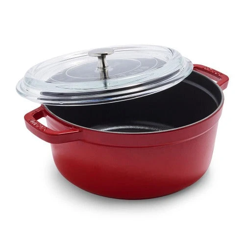 Staub Round Cocotte, 4qt With Glass Lid Cherry 1 Staub Round Cocotte, 4qt With Glass Lid Cherry