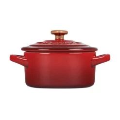 Le Creuset Mini Cocotte, Cerise With Gold Knob 7 Le Creuset Mini Cocotte, Cerise With Gold Knob -The Kitchen Supply Store PG2021H 0867 2 LPR