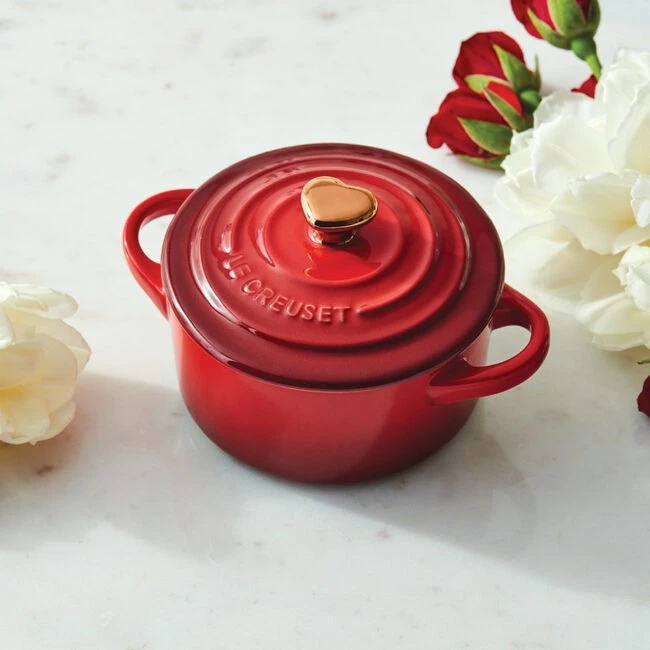 Le Creuset Mini Cocotte, Cerise With Gold Knob 2 Le Creuset Mini Cocotte, Cerise With Gold Knob - Image 2