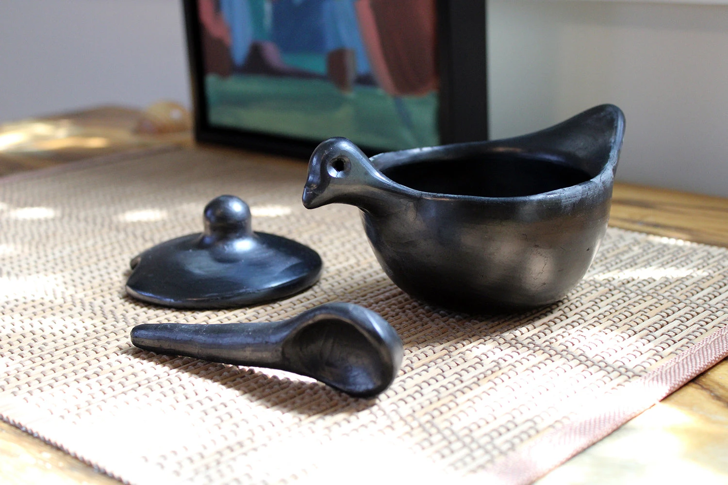 Chamba Hen Salsa Dish W/ Spoon 2 Chamba Hen Salsa Dish W/ Spoon - Image 2