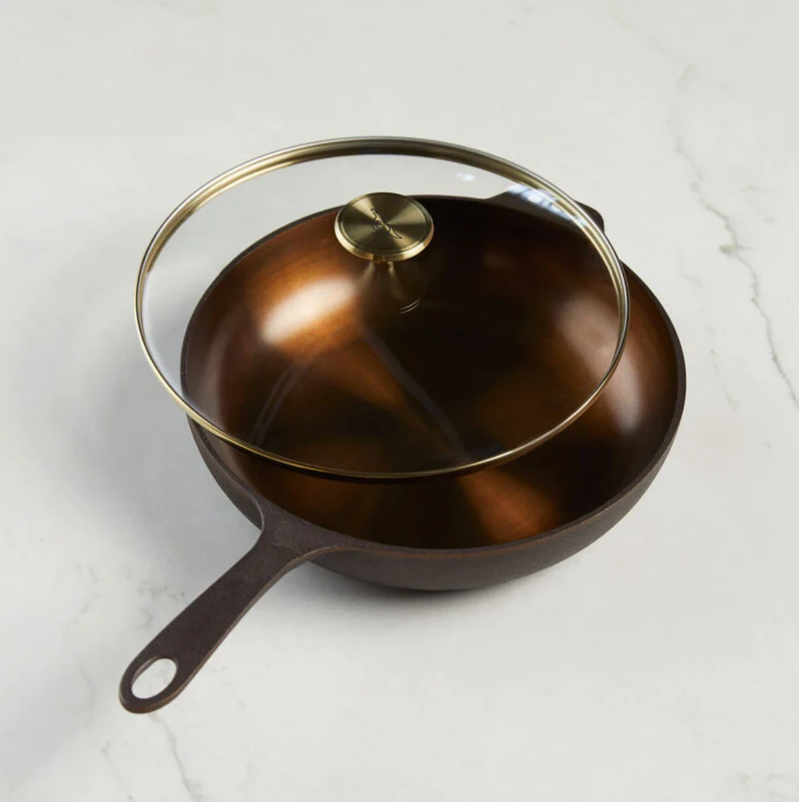 Smithey 11" Deep Cast Iron Skillet W/ Glass Lid 1 Smithey 11" Deep Cast Iron Skillet W/ Glass Lid