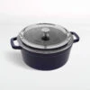 Staub Round Cocotte, 4qt With Glass Lid Dark Blue
