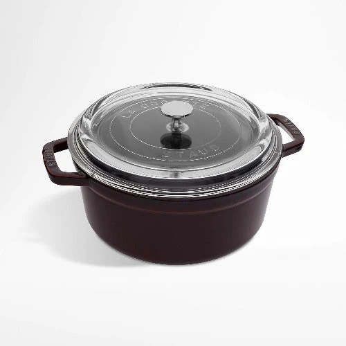 Staub Round Cocotte, 4qt With Glass Lid Grenadine 1 Staub Round Cocotte, 4qt With Glass Lid Grenadine